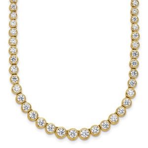 14k YG 7 ct Lab Grown Dia VS/SI+ G+ 16" Graduated Bezel Set Tennis Necklace